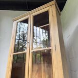 Glass cabinet or display case in pine 1950