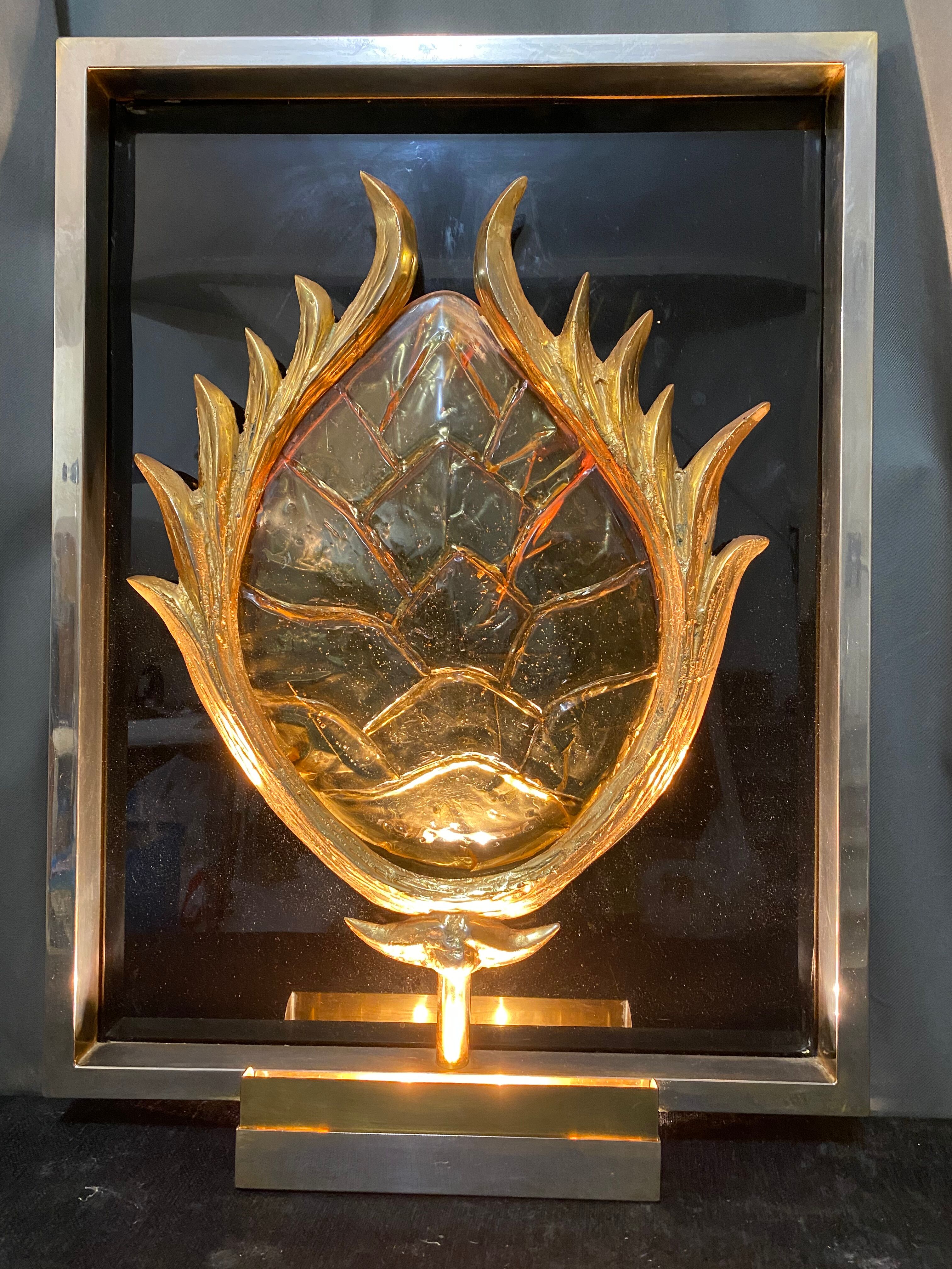 Wall lamp sculpture turtle in resin