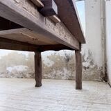 XL farmhouse table in solid oak, brutalist style, 20th century.