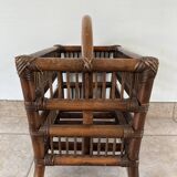 Rattan and wood magazine rack - VINTAGE (1970)