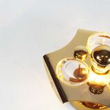 Polished brass and crystal glass wall lamp by Palwa, Germany 1960s