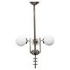 Czechoslovak Art Deco nickel chandelier with three opaline glass globes