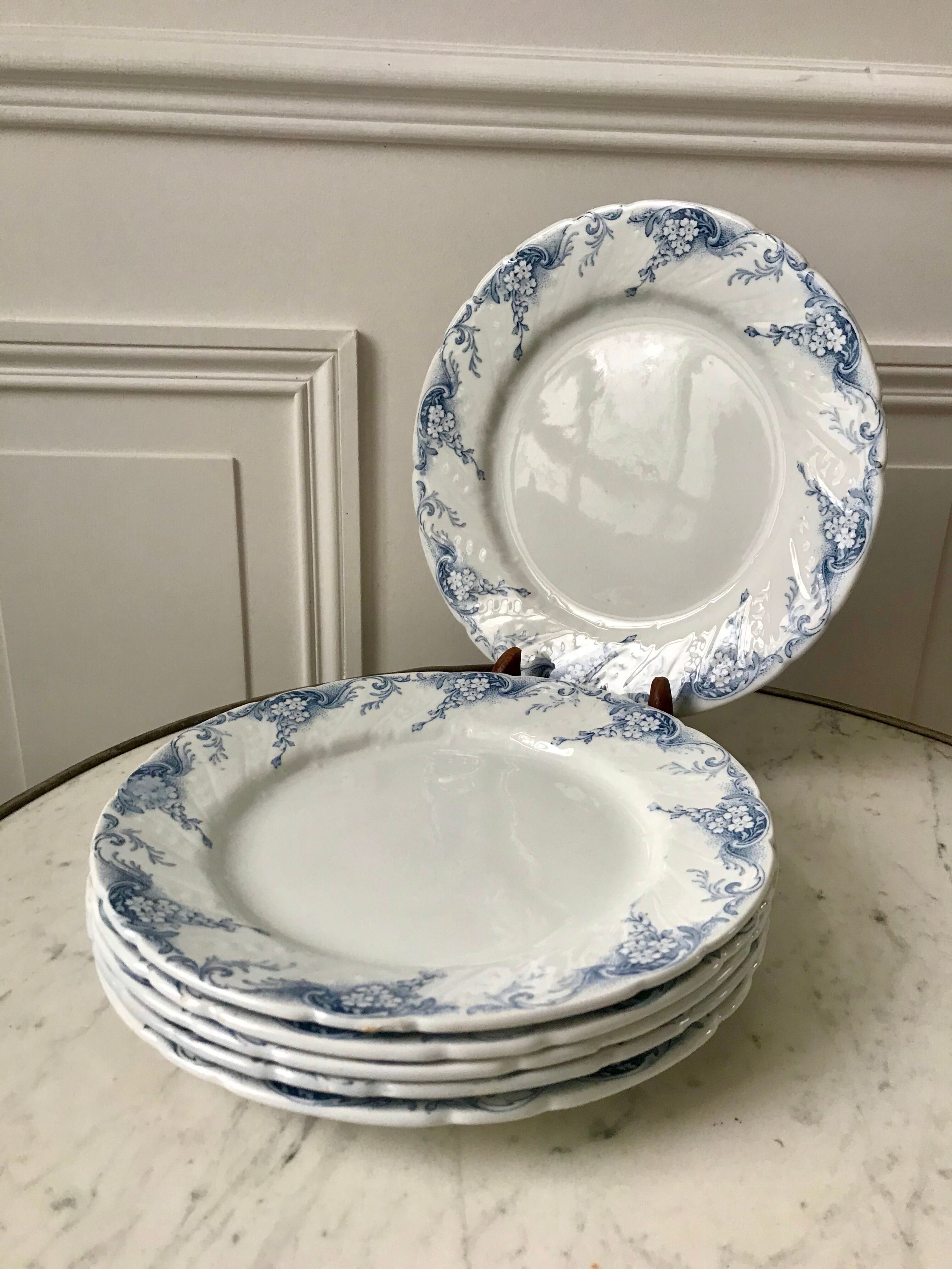 set of 6 dessert plates in K&G Lunéville Ironstone, "Angèle" model, late 19th century