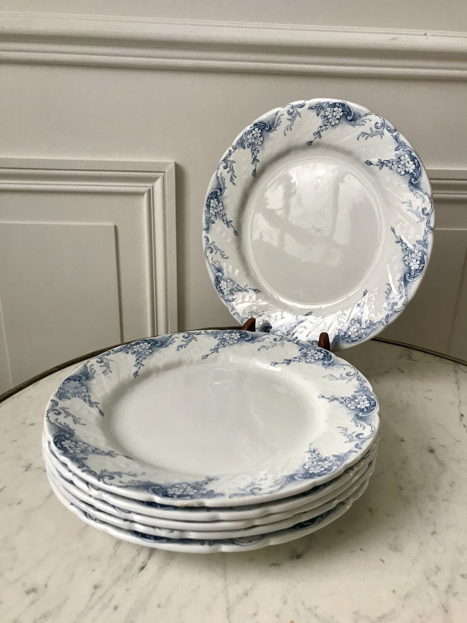 set of dessert plates in K&G Lunéville Iron Earth model "Angèle" late 19th century