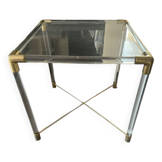 Table vintage plexiglass et laiton