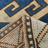 Tapis persan bleu fait main unique 6x11, 188x328Cm