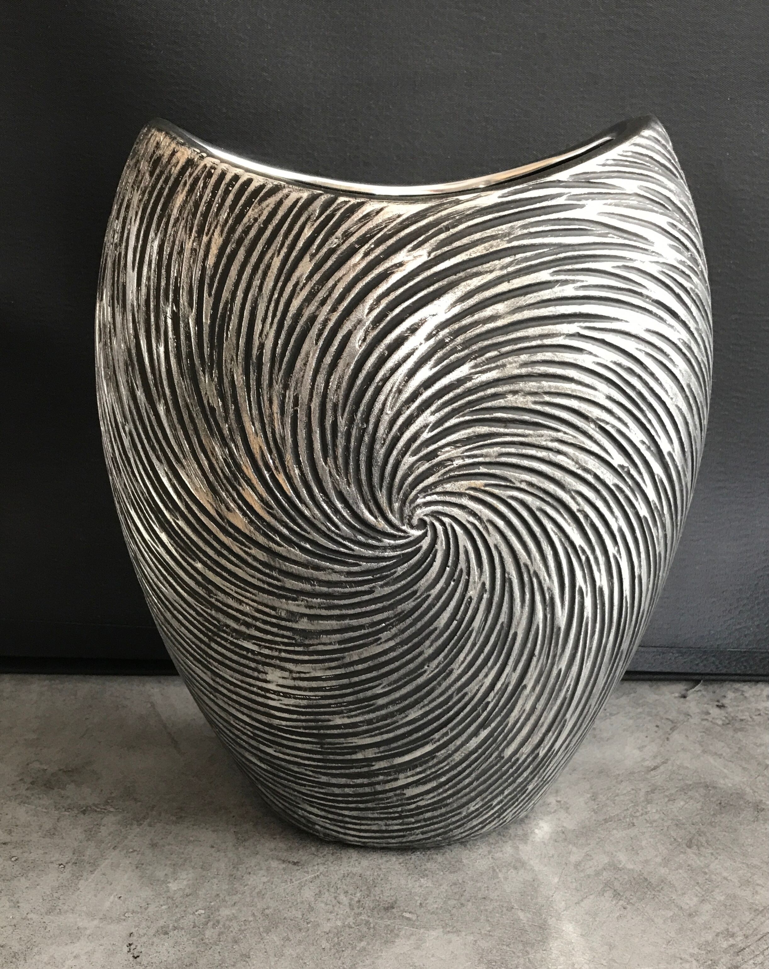 Vase in ceramic form and silver modernist effects 26.5 cm