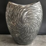Vase in ceramic form and silver modernist effects 26.5 cm