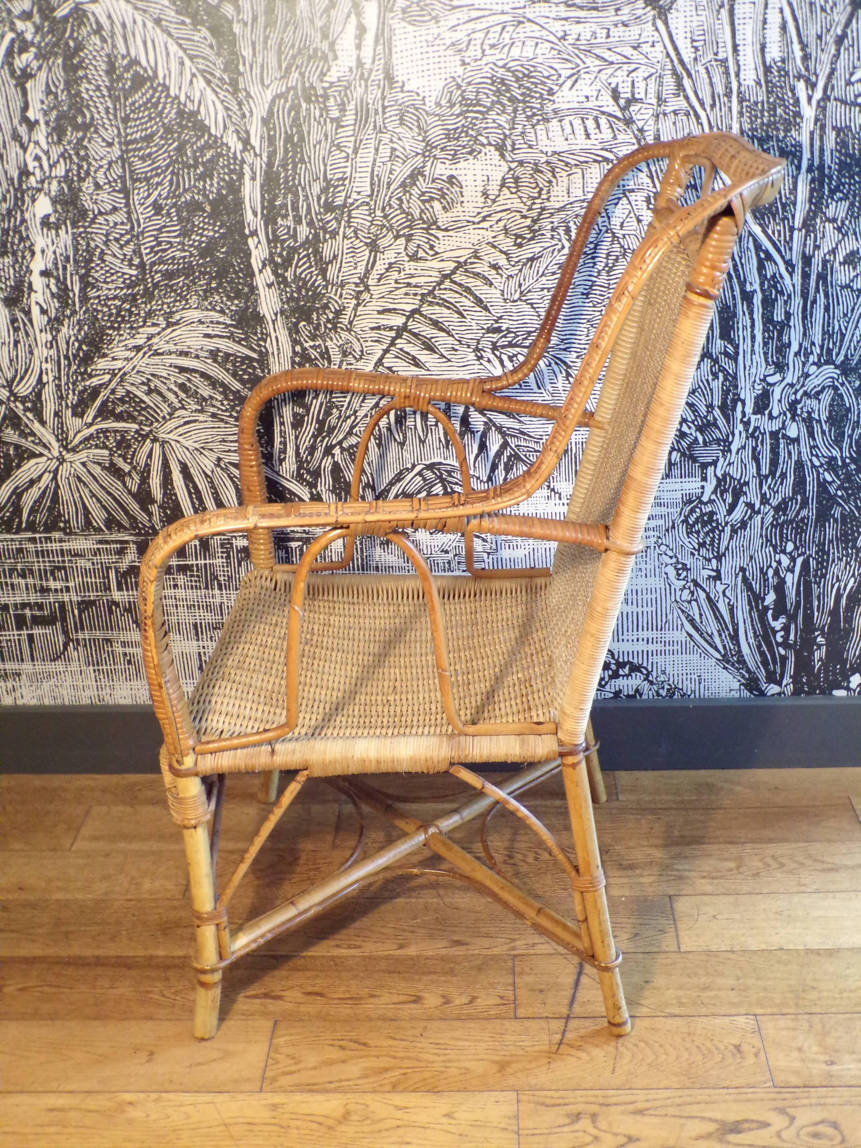 Vintage rattan armchair