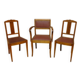 Art Deco bridge chair and 2 matching chairs