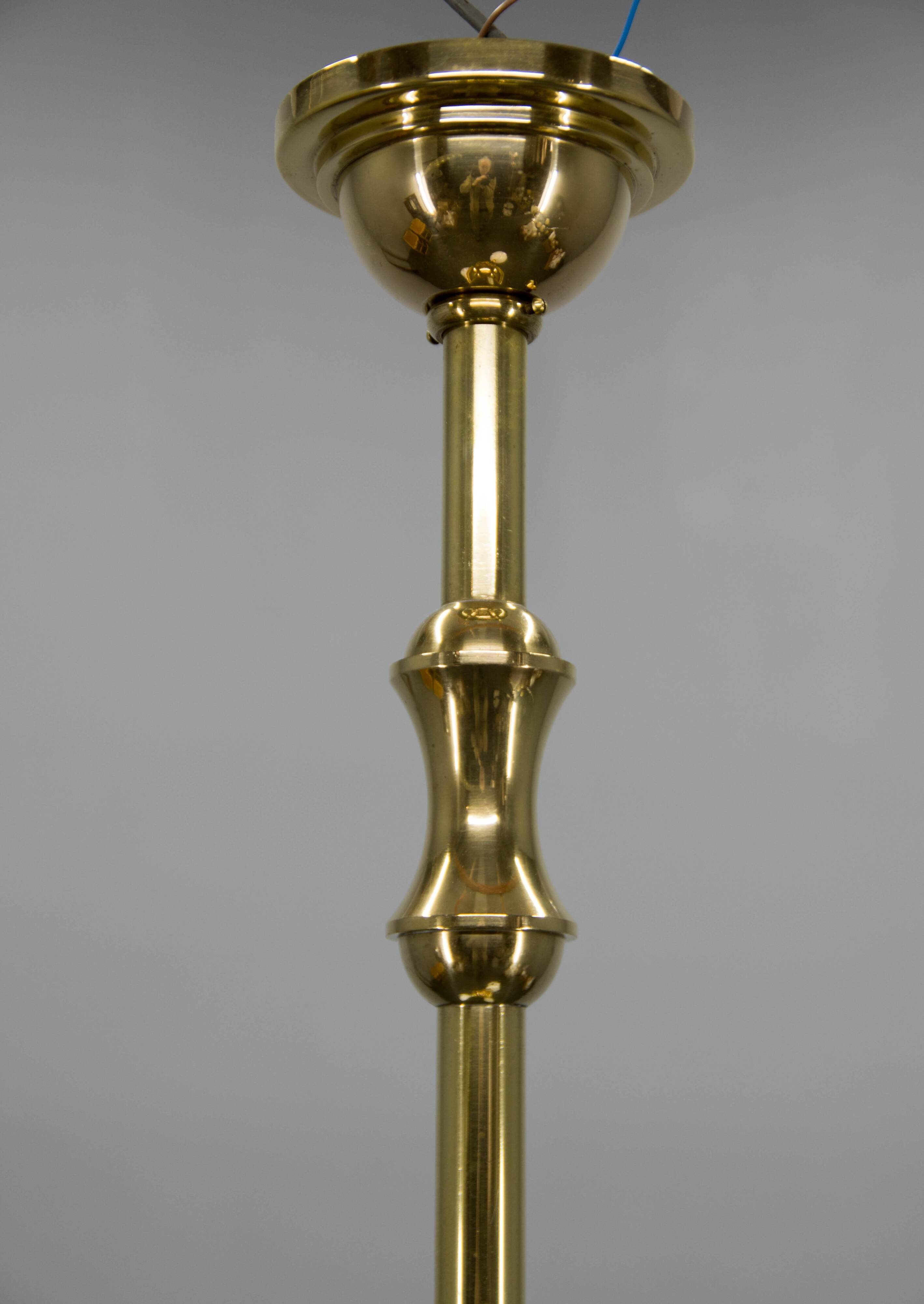 Art Deco Brass and Glass Chandelier by Gocar, 1910s, Restored