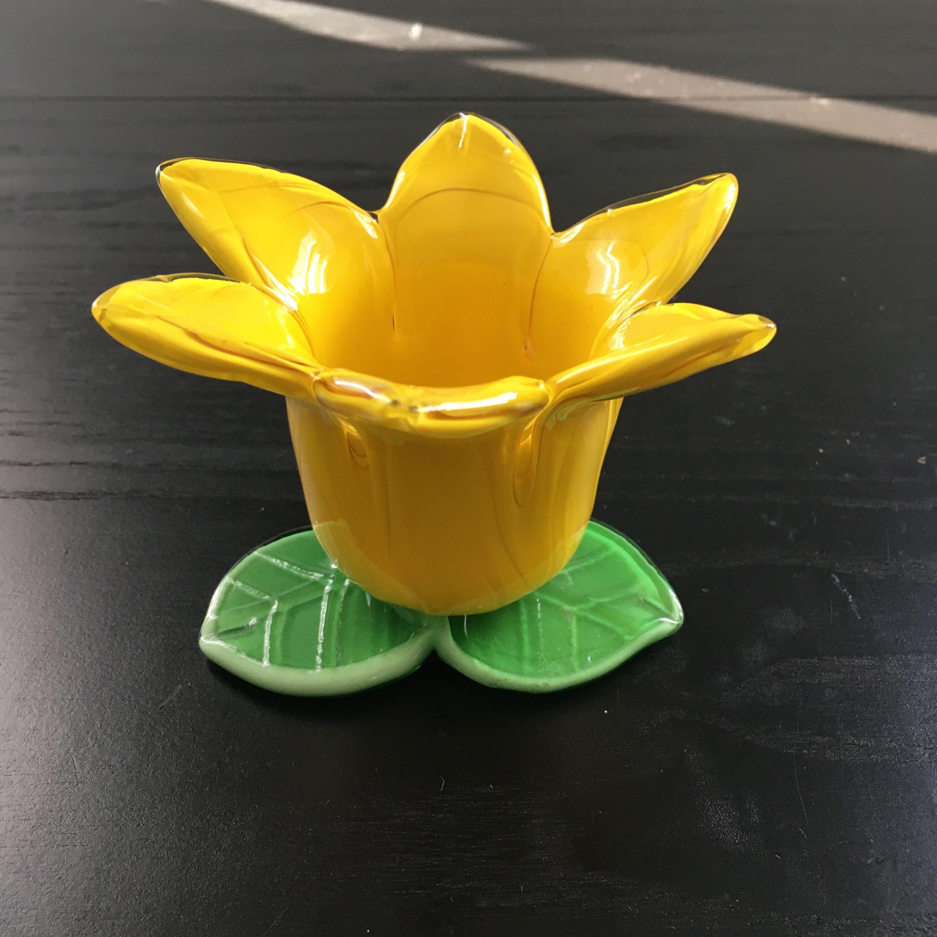 Yellow tulip candle holder