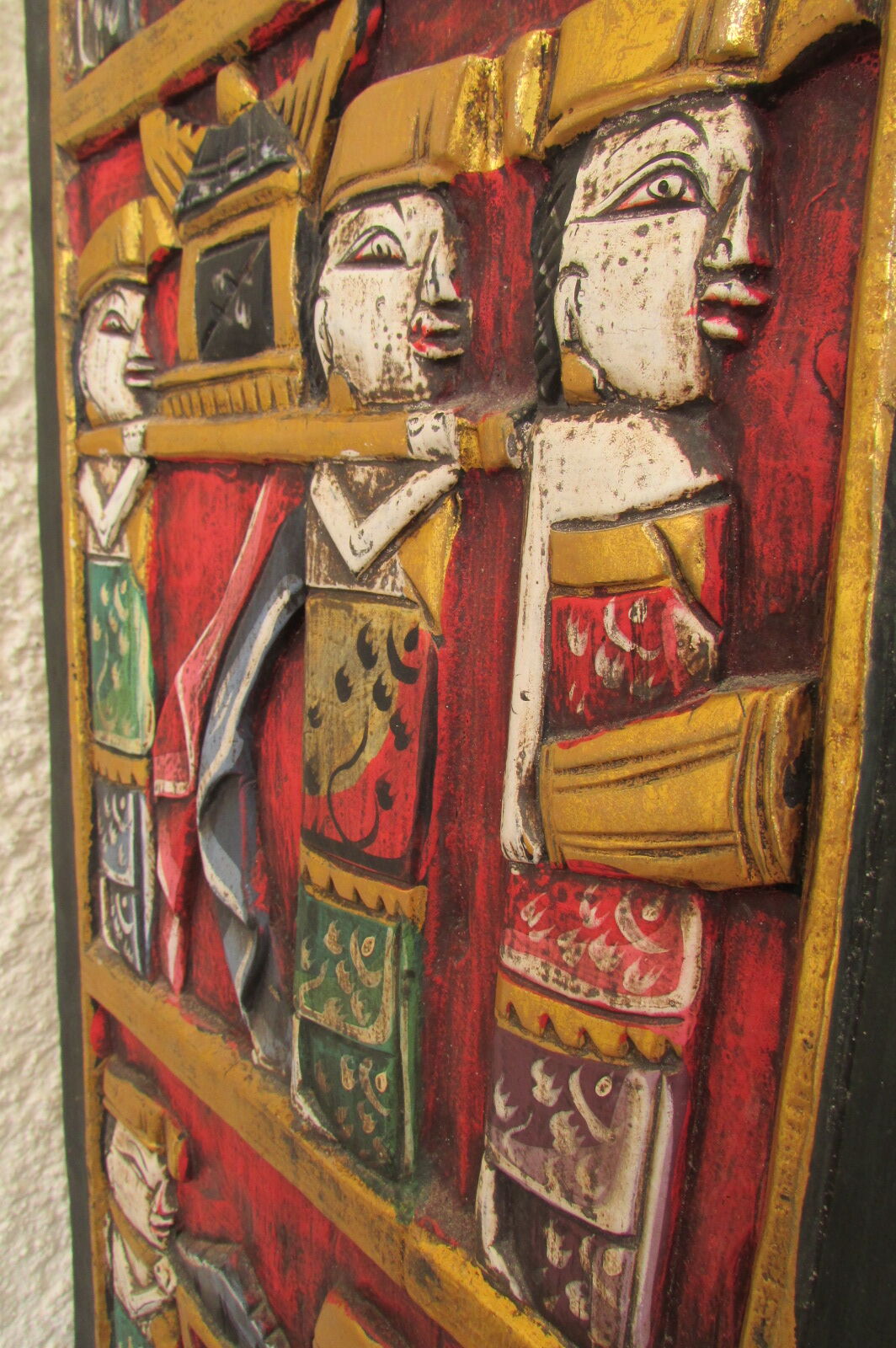 Wall decoration, Hindu polychrome wooden fresco