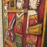 Wall decoration, Hindu polychrome wooden fresco