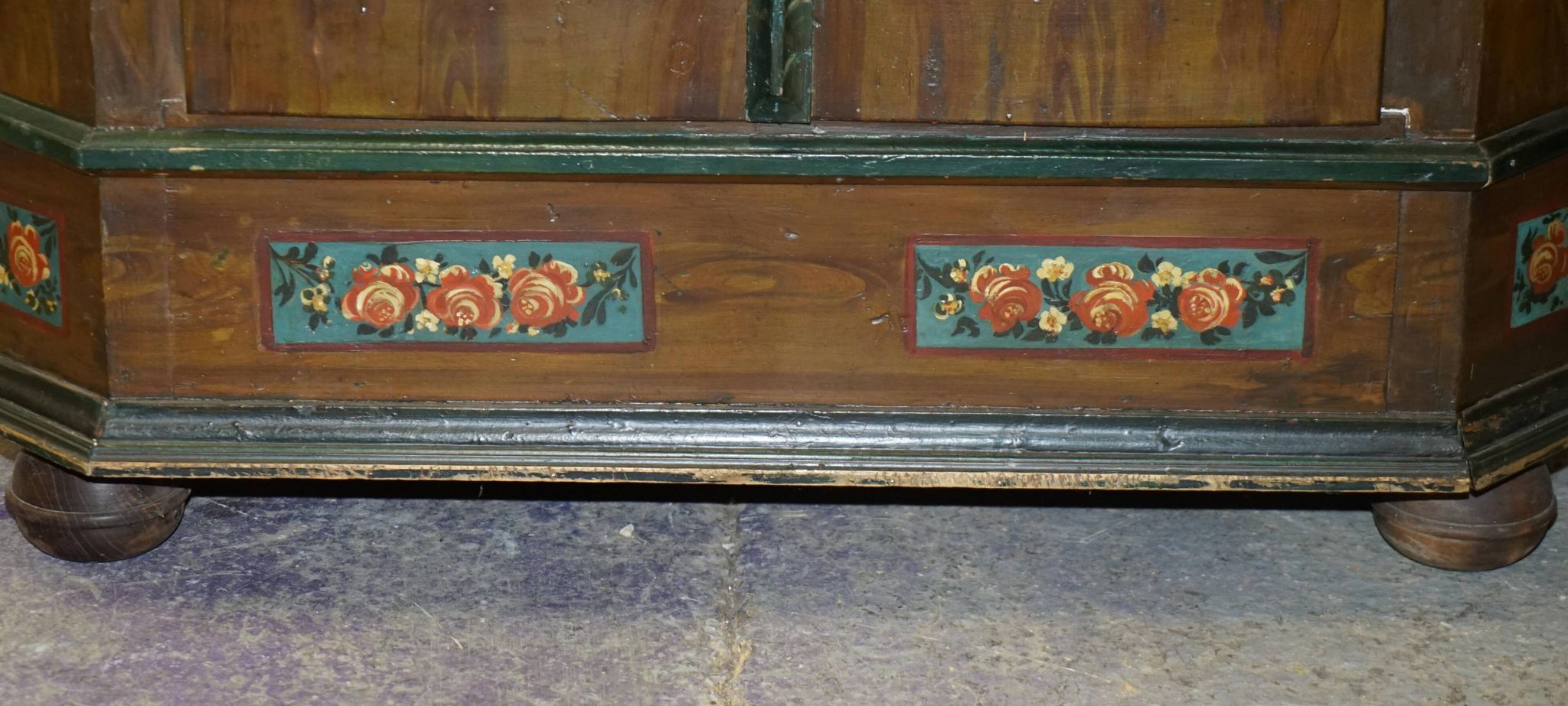 Armoire de mariage allemande peinte à la main, ancienne, 1829-1851