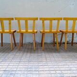 Modern Swedish set of 4 pine dining chairs.