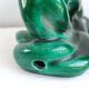 Set of 2 green ceramic candlesticks signed Hubert Pernin, Vallauris