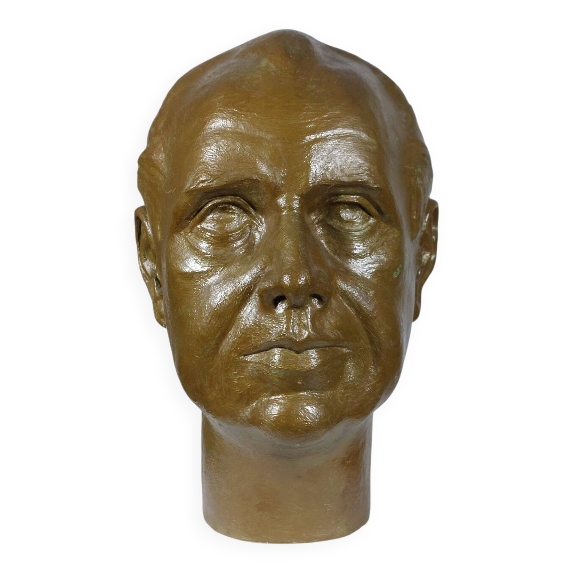 Vintage sculptural bust in bronzed plaster of a man.