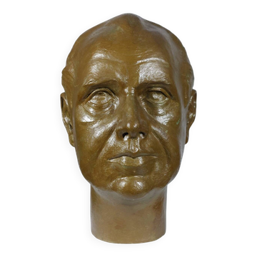 Vintage sculptural bust in bronzed plaster of a man.