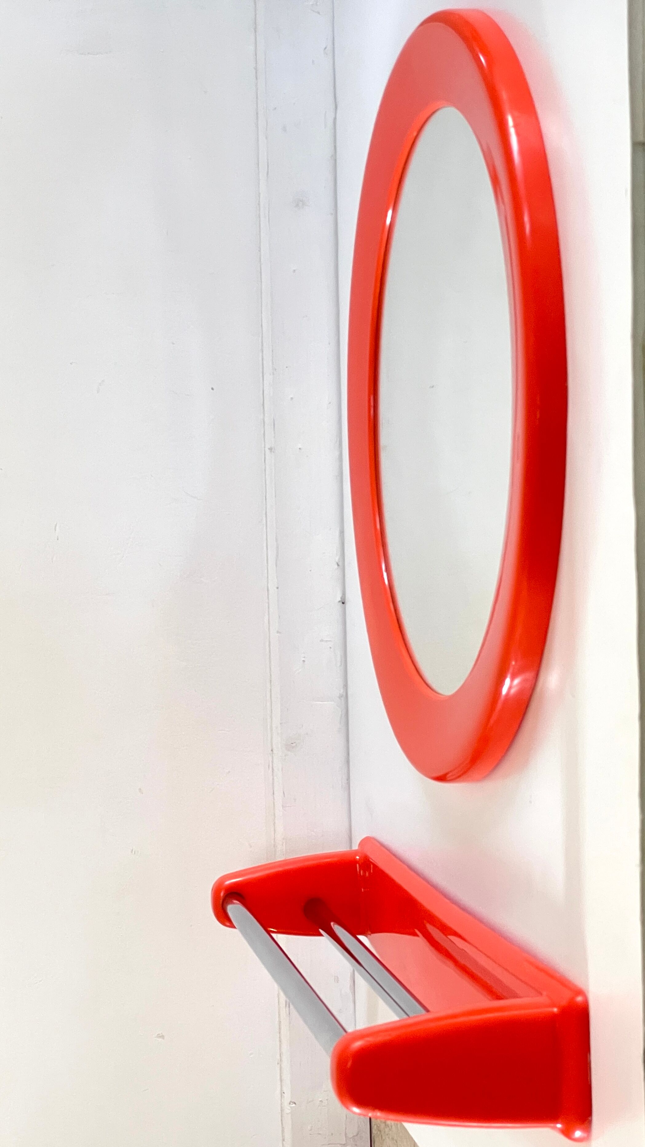 Round orange wall mirror by syla 70 years