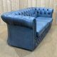 English Chesterfield 3-seater sofa in blue leather from the 1980s
