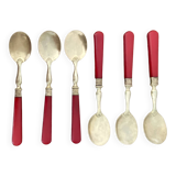 Six ice cream spoons in brass and bakelite