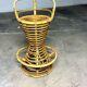 Bamboo and rattan stool in the style of Tito Agnoli.