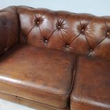 English brown leather chesterfield sofa