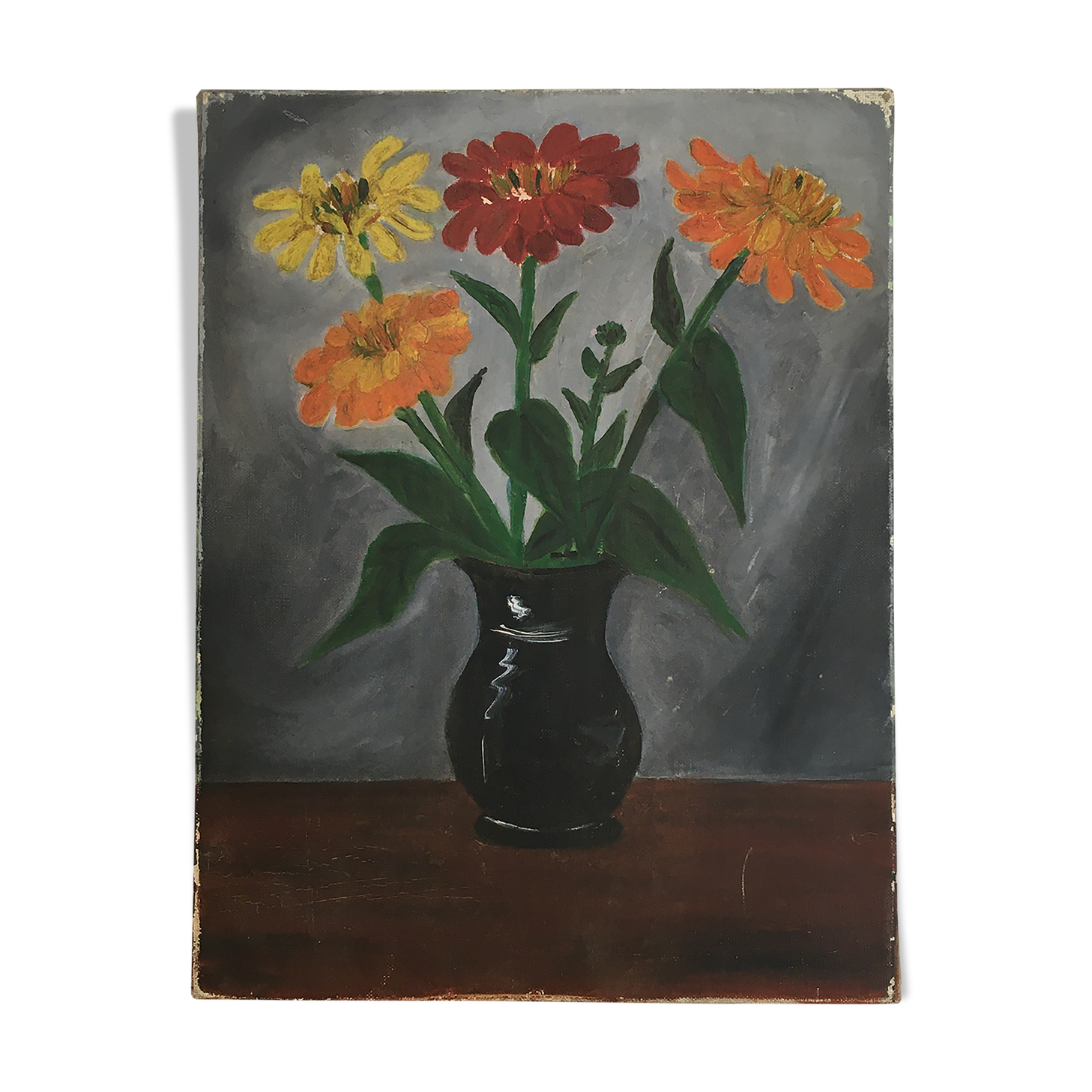 Tableau ancien bouquet de marguerites