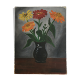 Tableau ancien bouquet de marguerites