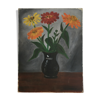 Old painting bouquet of daisies