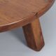Large vintage round coffee table in raw oak brutalism.