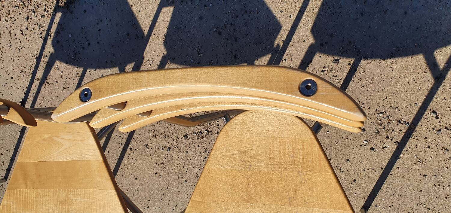 Set 4 - Swiss design chair Zumsteg tubular beech
