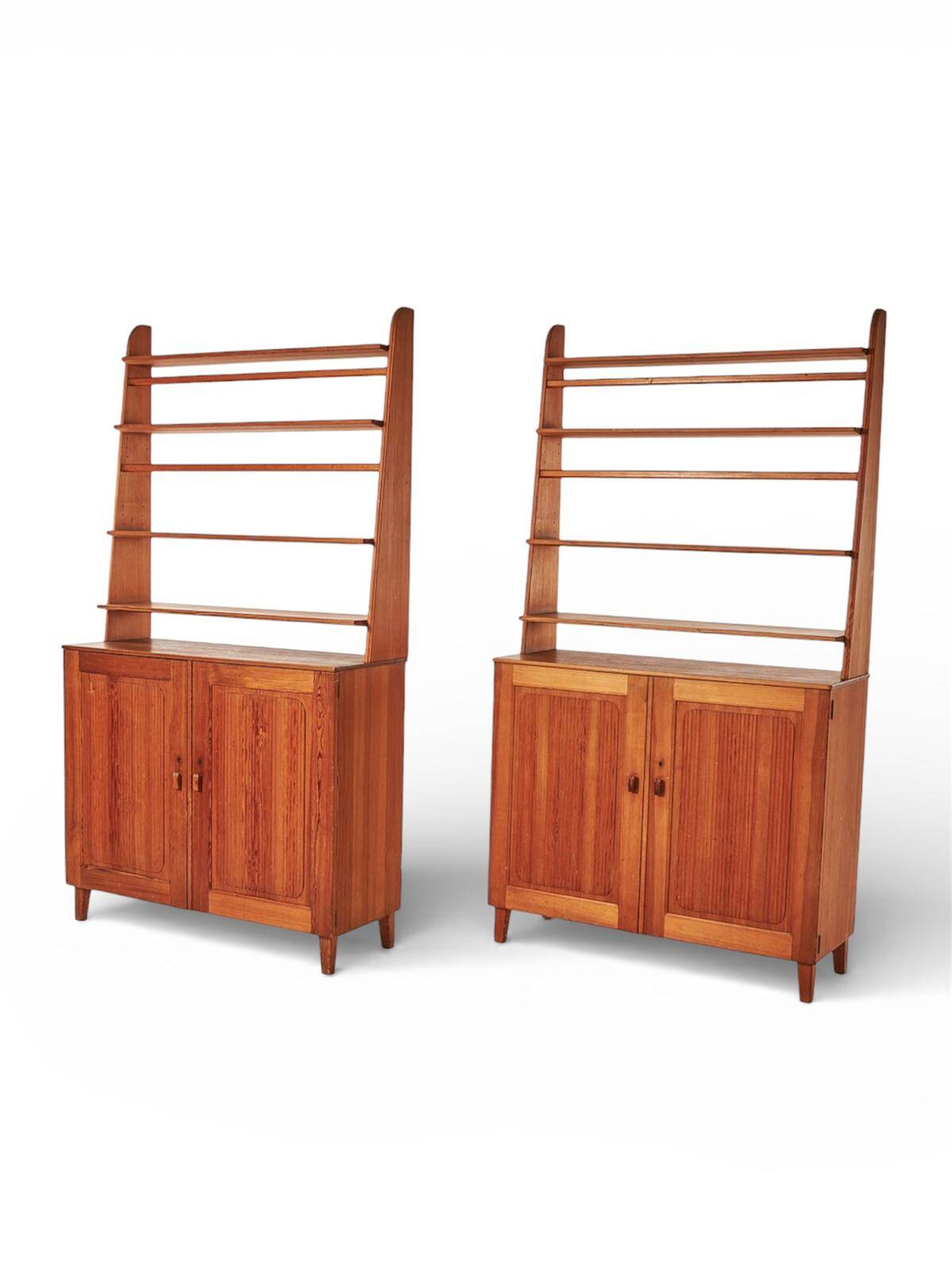 Pine libraries by Carl Malmsten with cabinets, pair, Sweden, 20th century