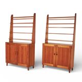 Pine libraries by Carl Malmsten with cabinets, pair, Sweden, 20th century