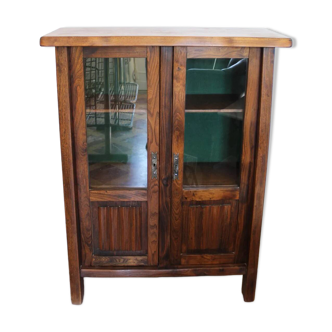 Vitrine Brutaliste en Orme Massif Olavi Hänninen pour Mikko Nupponen 1960