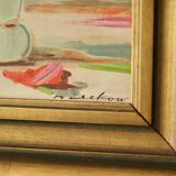 Original Swedish oil on panel – "Still Life: Vase of Roses"