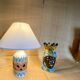 Lampe en céramique italienne, abat-jour en coton