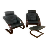 Paire de fauteuils scandinave avec un repose pied de la marque NELO