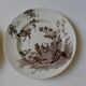 4 plates creil & montereau chardonnerets model with sepia birds decor