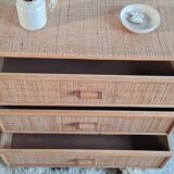 Vintage rattan chest of drawers circa 1970s