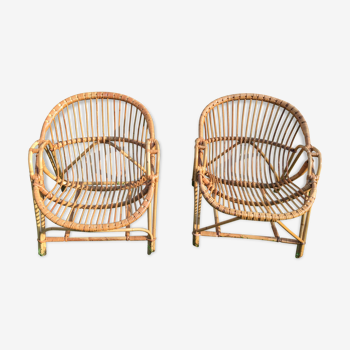 Pair of rattan armchairs