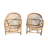 Pair of rattan armchairs