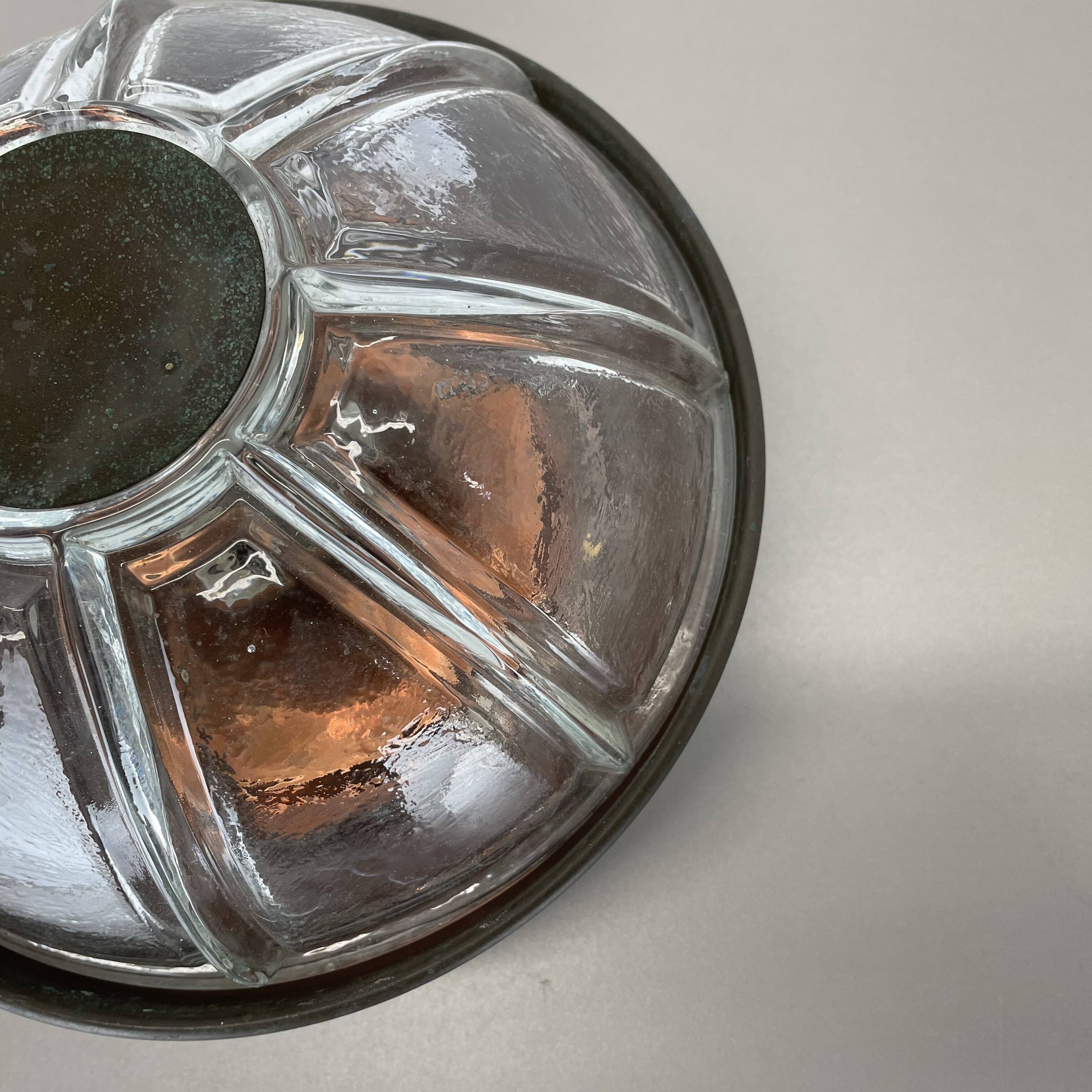 Unique brutalist boom copper and glass wall light by bega lights, germany, 1980s