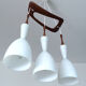 Scandinavian pendant lamp vintage, teak and opaline glasses, 50s
