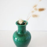 Green iridescent ceramic vase