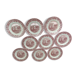 9 Myotts Country Life Staffordshire Ware dessert plates