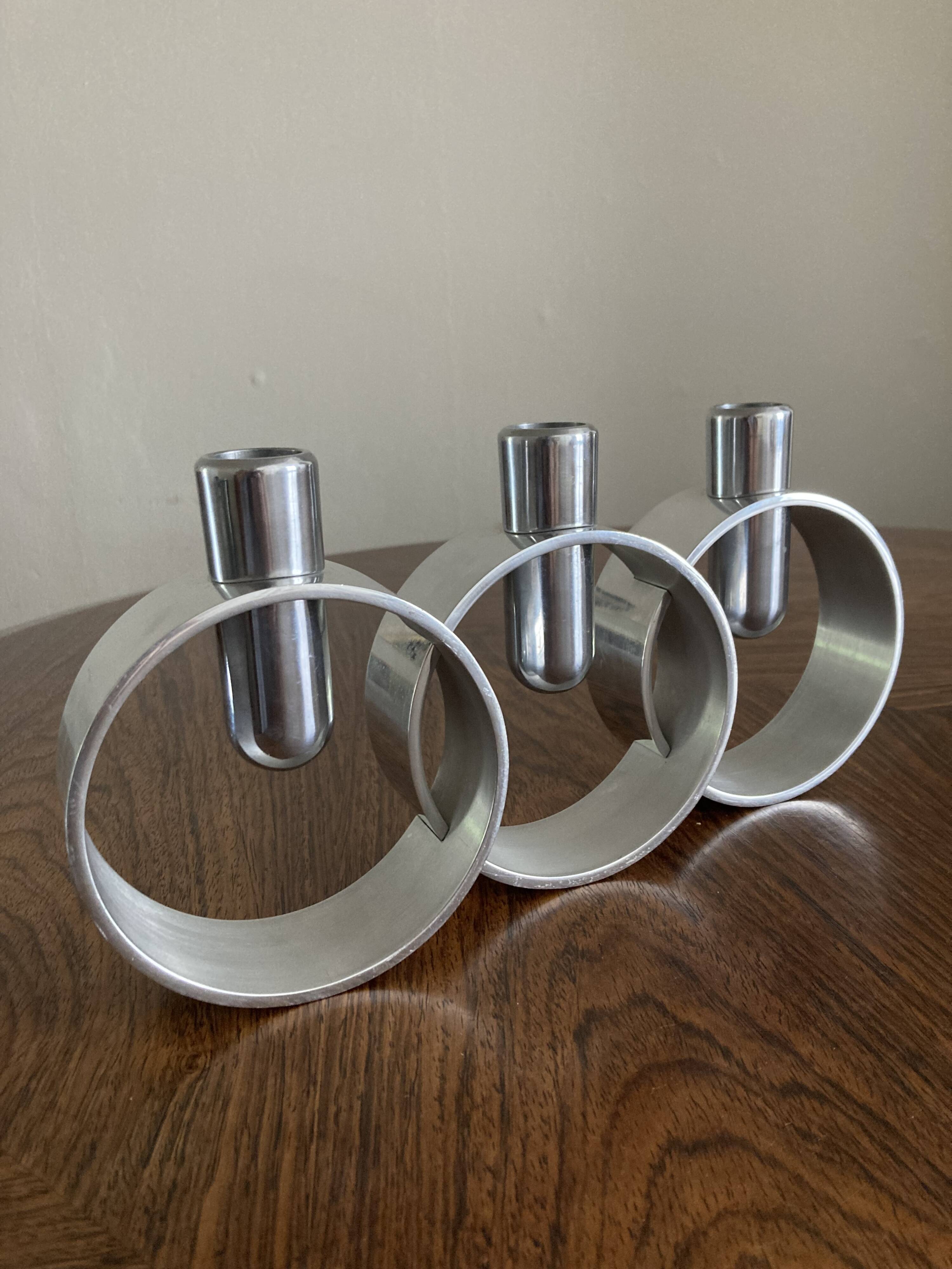 Modernist chrome candle holder from the 70s