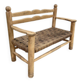 1950s bench in woven rope