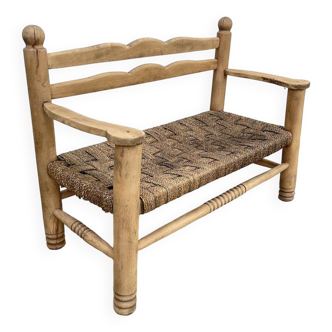 1950s bench in woven rope